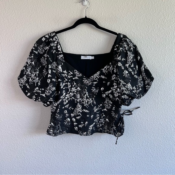 Jonathan Simkhai Taylor Wrap Top Metallic Black - Picture 2 of 10